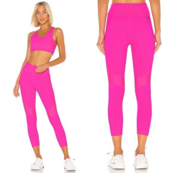 ALALA Crop Vamp Tight Leggings Hot Pink High Rise 7/8 Length Size Small - Picture 3 of 14